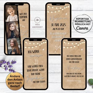 Biglietto d'invito digitale per la consacrazione giovanile | Conferma | Comunione | invito animato con foto, strisce fotografiche in carta kraft per ragazzo e ragazza