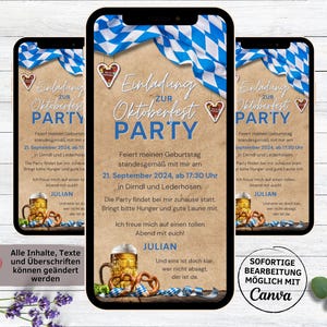 Einladung zur Oktoberfest Party Holz | digitale Geburtstagseinladung Oktoberfestparty | Ecard Wiesn Party Einladung Geburtstag | Wiesn Fete