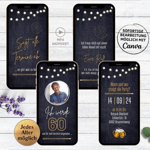 30歳、40歳、50歳、60歳の誕生日の男性のための誕生日パーティー招待状ジーンズ |デジタル WhatsApp 誕生日招待状ビール |パーティーの招待状