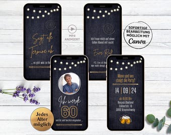 Birthday party invitation jeans for 30th, 40th, 50th, 60th birthday man | digital WhatsApp birthday invitation beer | party invitation card