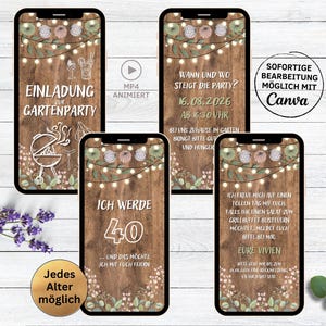 eCard digitale festa in giardino barbecue festa compleanno invito legno | Invito WhatsApp compleanno personalizzabile in stile rustico Legno e Luce
