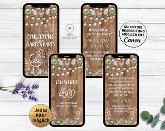 eCard digital garden party barbecue party birthday invitation wood | personalizable WhatsApp invitation birthday rustic Wood and Light