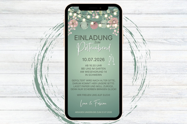Originelle Polterabend Einladung mit individuellem Touch und Sprüchen 4 • 4