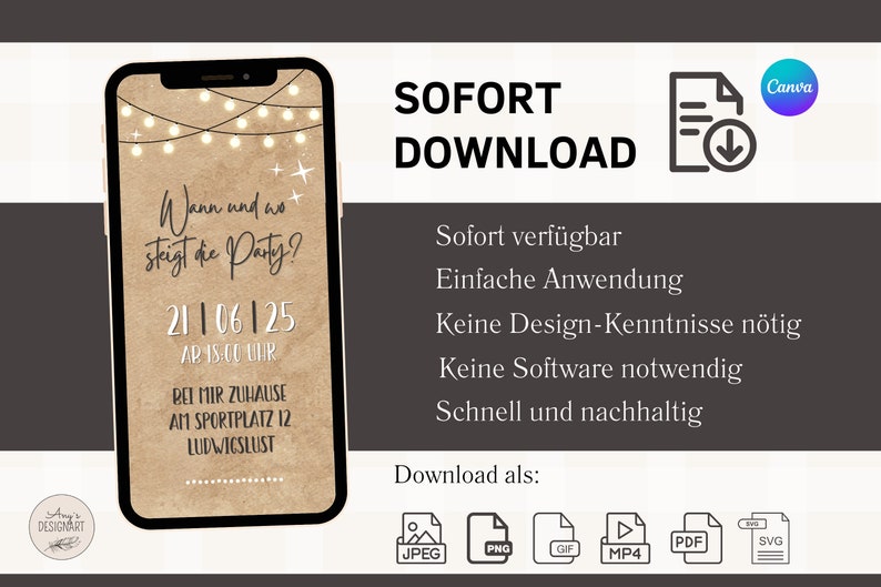 eCARD Geburtstagseinladung mit Foto Kraftpapier Geburtstags Party Einladung Sekt für 20. 30. 40. 50. 60. 70. animierte WhatsApp Einladung Bild 5