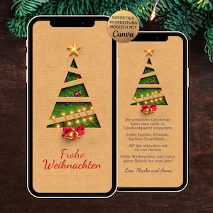 Biglietto di auguri di Natale digitale con disegno di albero di Natale | eCard Auguri di Natale da inviare tramite WhatsApp | Buon Natale albero di Natale