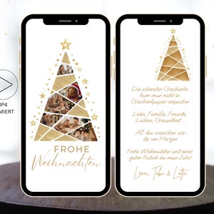 Digitale Weihnachtsgruß Karte Tannenbaum mit Fotos | eCard Weihnachtsgrüße zum Versenden per WhatsApp | Frohe Weihnachten Christbaum | xmas