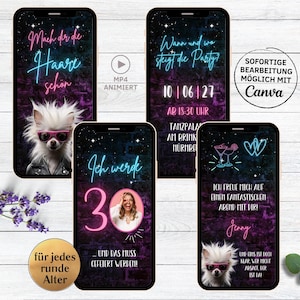 Invitación divertida para fiesta de cumpleaños con pared rosa neón | Tarjeta de invitación digital 20, 30, 40, 50 cumpleaños | Haz tu cabello hermoso, perro.