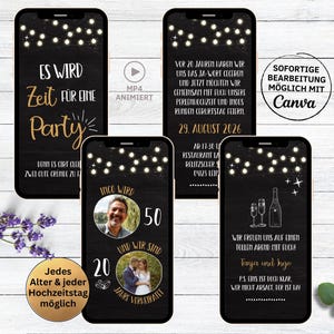 Invitación Doble Fiesta Boda Aniversario y Cumpleaños Diseño de Pizarra | Tarjeta de invitación de doble celebración para Whatsapp | 10 15 20 25 30 aniversario de boda