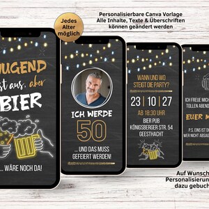 Digital Beer Party Invitation | Funny WhatsApp Birthday Invitation | Youth is over, but the beer's still there | Men's 30th, 40th, 50th Birthday image 2