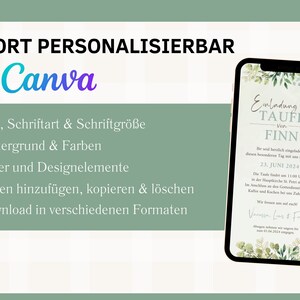 eCard Einladung Taufe digital, animierte Einladungskarte für Taufe personalisierbar zum Versenden per WhatsApp, Karte Taufe mit Foto Bild 6