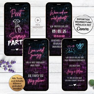 Convite para a festa surpresa coquetéis de parede rosa neon | Psiu convite surpresa de aniversário no WhatsApp com foto | Mulher festa surpresa