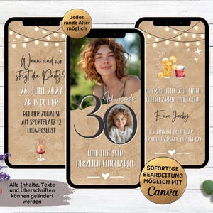 eCARD Invitación a fiesta de cumpleaños Papel Kraft Cócteles | Invitación de cumpleaños entonces hoy | Invitación de cumpleaños de WhatsApp con 2 fotos