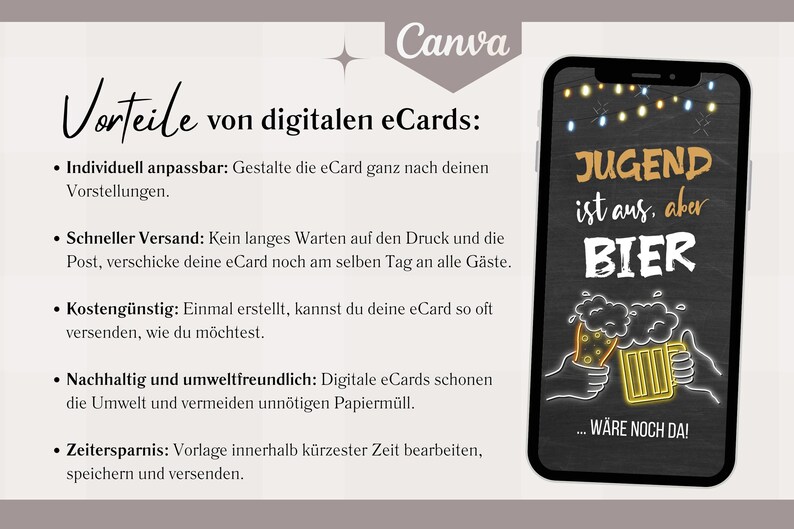 Digital Beer Party Invitation | Funny WhatsApp Birthday Invitation | Youth is over, but the beer's still there | Men's 30th, 40th, 50th Birthday image 3