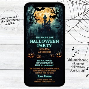 eCARD Uitnodiging voor Halloween-feest Enge Villa Pompoen | digitale Whatsapp Halloween-uitnodiging | Geanimeerde verjaardagsuitnodiging Halloween-viering