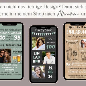 Rustic digital invitation for a double birthday party | Double birthday invitation card for 70th, 80th, 90th, 100th, 110th birthdays, dark wood with photo | Double party image 10
