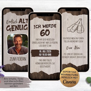 Birthday Party Invitation Rustic Old Enough | eCard for 18th, 20th, 30th, 40th, 50th, 60th animated digital birthday invitation wood with photo