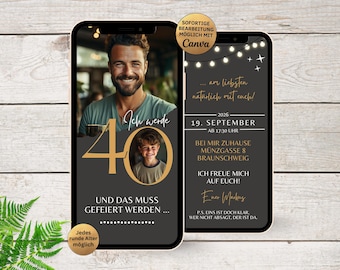 Digital birthday invitation then & now minimalist | Birthday party invitation card | WhatsApp birthday invitation for men and women