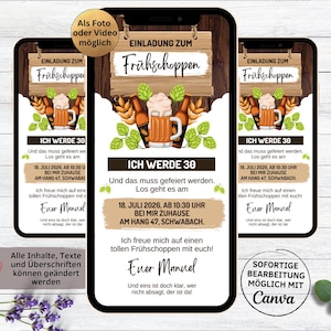 Convite digital de aniversário pint matinal branco madeira escura para enviar via Whatsapp | Oktoberfest Beer Party O’zapft é! Oktoberfest