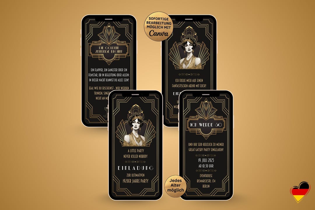 Ecard Invitation for a 1920s Party | Canva Template: 1920s Great Gatsby ...
