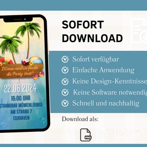 eCARD Sommer Geburtstags Party Einladung für 30. 40. 50. 60. 70. Geburtstag animierte digitale Sommerparty WhatsApp Einladung Bild 5