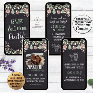 Convite mesa de aniversário dupla festa de jardim digital | Coquetéis de cartão de convite de festa duplo | aniversário duplo 70 75 80 85 90 95 100