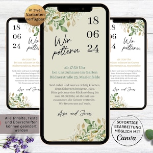 eCard invitation stag night for WhatsApp green leaves | digital stag night invitation minimalist | We&#39;re staging | Pre Wedding Party