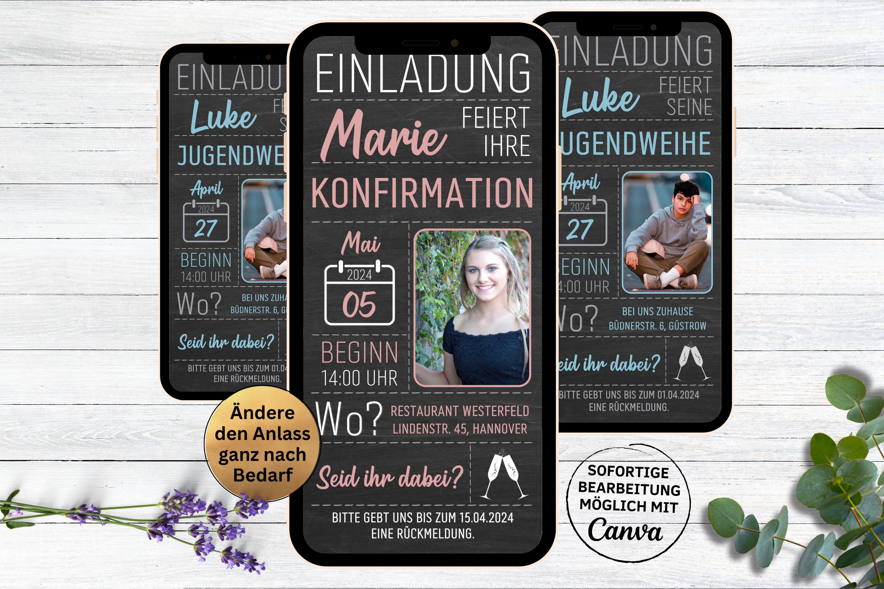 Digital invitation card for confirmation | youth consecration | communion | confirmation | animated invitation with photo board design | youth celebration