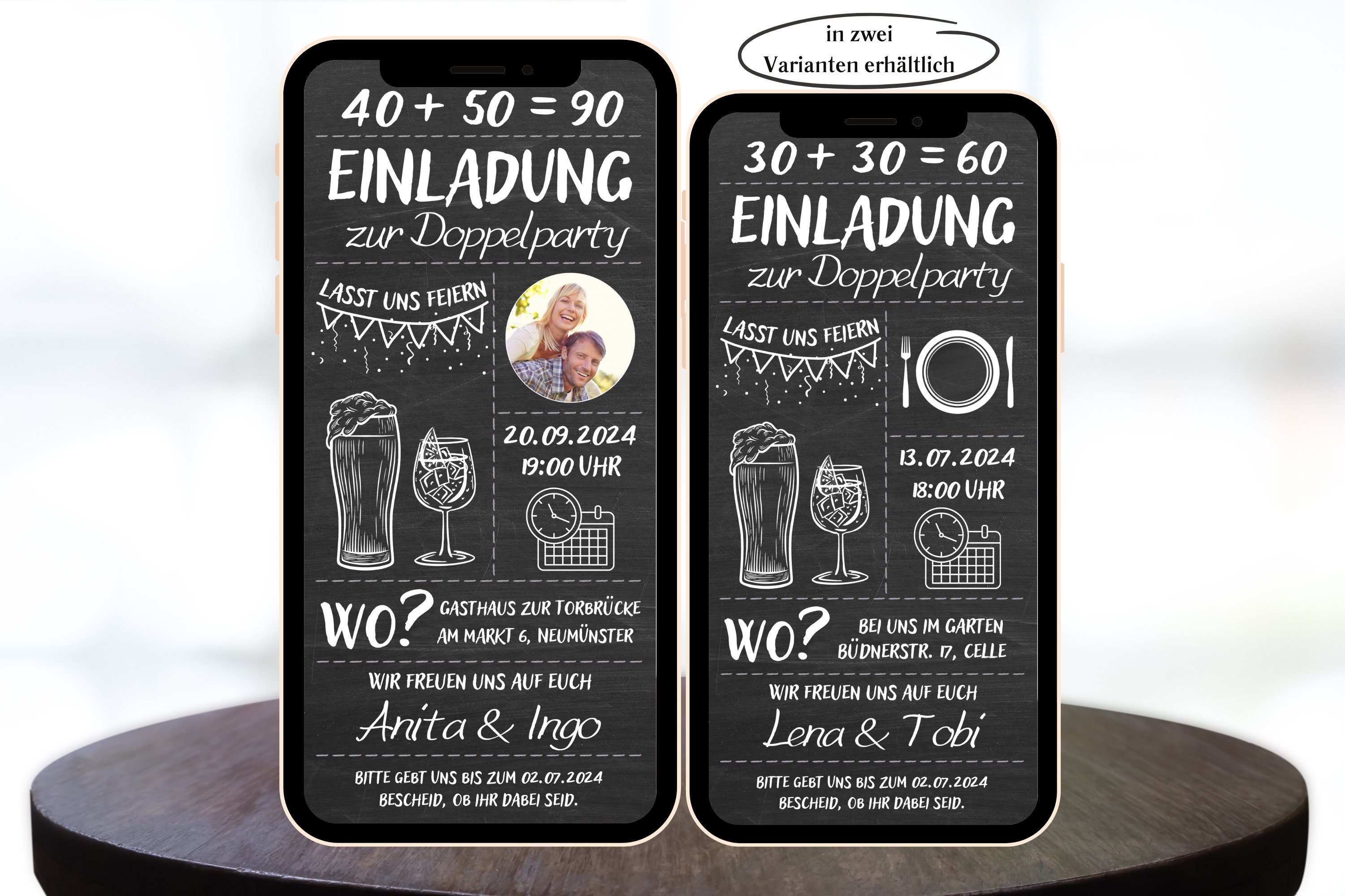 Digitale eCard Einladung zum Doppelgeburtstag, Ecard zum Versenden per