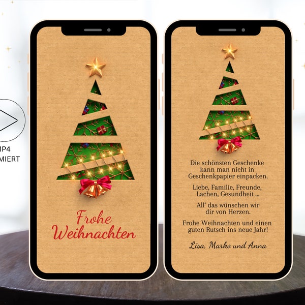 Digitale Weihnachtsgruß Karte Tannenbaum | eCard Weihnachtsgrüße zum Versenden per WhatsApp, Frohe Weihnachten Christbaum