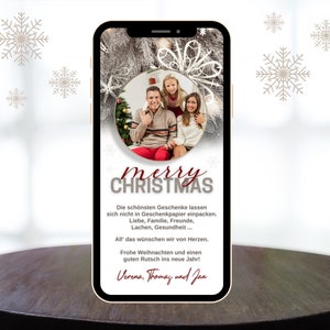eCard digitale personalisierte Weihnachtskarte, Weihnachtsgruß mit Foto zum Versenden per WhatsApp