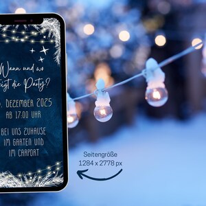 eCARD Winter Party Birthday Invitation for 18th, 20th, 30th, 40th, 50th, 60th | Animated Digital WhatsApp Birthday Invitation Winter Blue White image 4