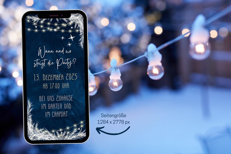 eCARD Winter Party Birthday Invitation for 18th, 20th, 30th, 40th, 50th, 60th | Animated Digital WhatsApp Birthday Invitation Winter Blue White image 4