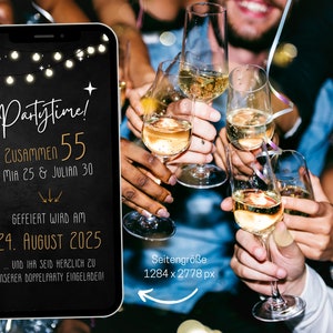 Einladung zum Doppelgeburtstag Fotostreifen 3 Fotos, Doppelparty Einladung, dreifacher Geburtstag 70 75 80 85 90 95 100 110 120 Bild 4