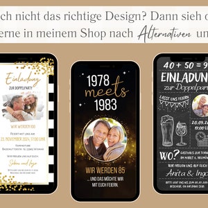 Digitale eCard Einladung zum Doppelgeburtstag, zum Versenden per WhatsApp, doppelter Geburtstag, Einladung 70 80 90 100 110 120 Papier Bild 10