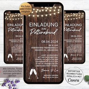 Invitation numérique eCard pour enterrement de vie de jeune fille rustique pour WhatsApp | Invitation EVJF bois et lumière | Nous grondons | Fête pré-mariage | Jardin