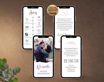 Minimalist digital wedding invitation | Animated WhatsApp wedding invitation | Personalized white save-the-date card with photo