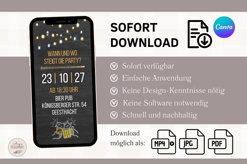 Digital Beer Party Invitation | Funny WhatsApp Birthday Invitation | Youth is over, but the beer's still there | Men's 30th, 40th, 50th Birthday image 5