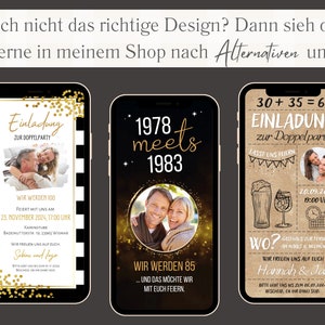 Digitale eCard Einladung zum Doppelgeburtstag, Ecard zum Versenden per WhatsApp, doppelter Geburtstag, Einladung 70 80 90 100 110 120 Tafel Bild 10