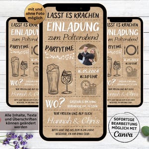 Convite eCard para despedida de solteiro em papel kraft digital para WhatsApp | convite digital para festa de galinha com foto | Deixe rasgar | Nós estrondeamos