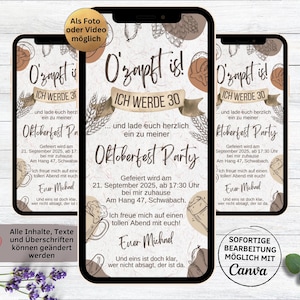Oktoberfest birthday party invitation paper to send via Whatsapp | Wiesn beer party O’zapft is! | Oktoberfest party | Wiesn party