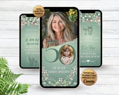 Digitale Geburtstagsparty Einladung grün | animierte eCard für 30. 40. 50. Geburtstag | WhatsApp Geburtstagseinladung mit Fotos Frau
