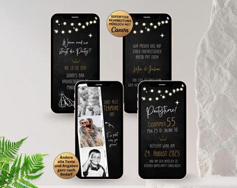 Invitation to a double birthday party photo strip (3 photos) | Double party invitation | Triple birthday (70, 75, 80, 85, 90, 95, 100, 110) then and now