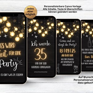 Digital invitation with fairy lights | Stylish WhatsApp birthday invitation to customize yourself | Canva template party eCard image 2