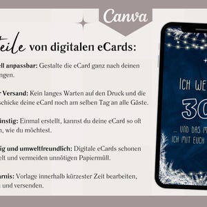 eCARD Winter Party Birthday Invitation for 18th, 20th, 30th, 40th, 50th, 60th | Animated Digital WhatsApp Birthday Invitation Winter Blue White image 3