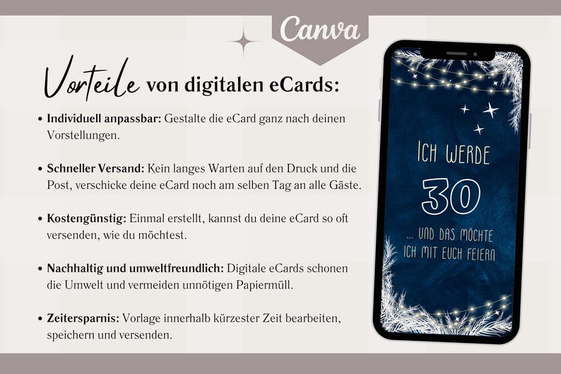 eCARD Winter Party Birthday Invitation for 18th, 20th, 30th, 40th, 50th, 60th | Animated Digital WhatsApp Birthday Invitation Winter Blue White image 3