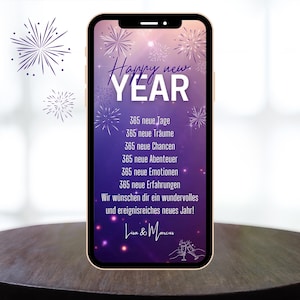 eCARD digitale di auguri di Capodanno viola 2025 | Capodanno Auguri di Capodanno | Saluti WhatsApp per il nuovo anno | Carta di Capodanno | Carta di Capodanno
