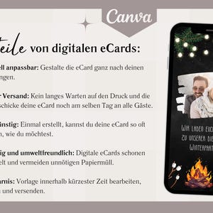 Pode incluir: Um convite digital para uma festa de inverno com fundo preto, luzes brancas e um casal no fundo. O texto diz "Convidamos voc&ecirc; para nossa festa de inverno anual".