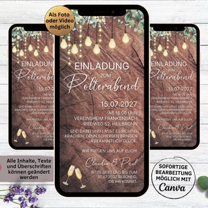 eCard invitation numérique enterrement de vie de jeune fille bois rustique | Invitation d'enterrement de vie de jeune fille personnalisable sur WhatsApp | Garden Party On fait la fête