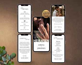 Minimalist digital wedding invitation eCard | Wedding invitation for WhatsApp | Animated save the date invitation white with photos