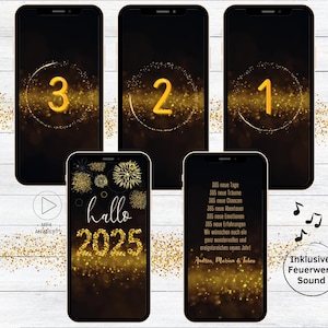 eCARD Silvester Neujahrsgrüße mit Countdown | digitale WhatsApp Neujahrs Glückwünsche | Neujahrswünsche Happy new year | hallo 2025